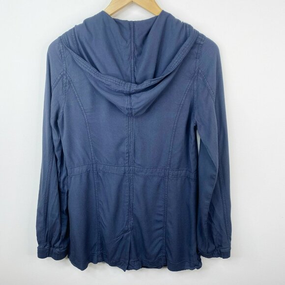 Maurices Jacket Womens Size Small Gray Blue Zip Front Utility Field Hood Rayon - Picture 3 of 5